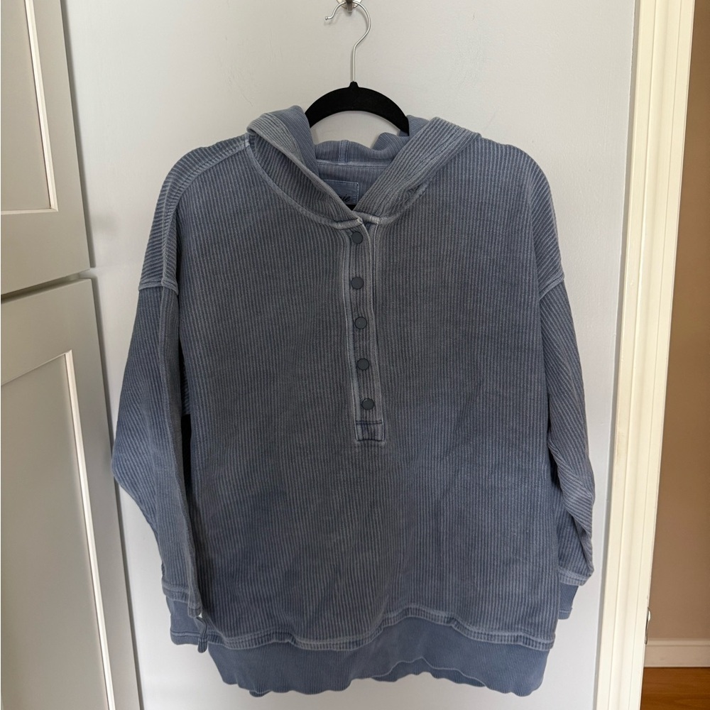 Aerie Women's Blue Hooded Sweatshirt Size Cotton